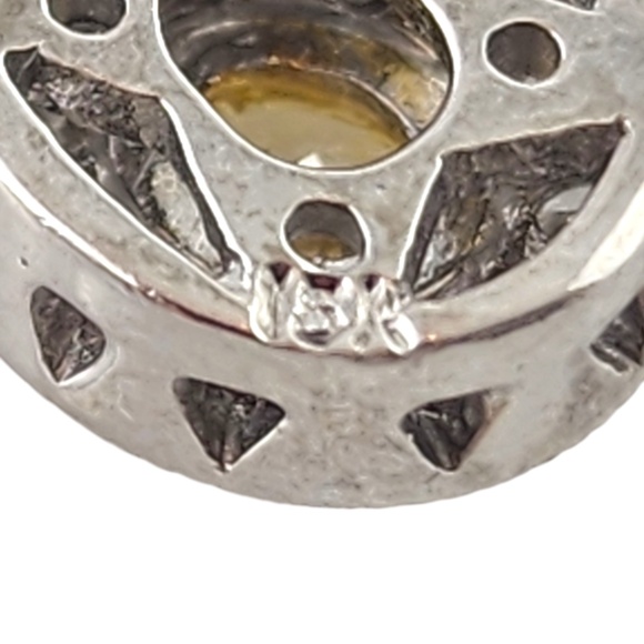 18K White & Yellow Gold Yellow White Diamond Halo Drop Pendant #19038 - Picture 5 of 9